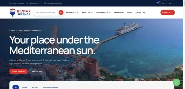 طراحی صفحه اصلی وبسایت RE/MAX Selenga