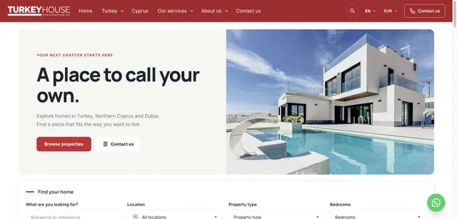 طراحی صفحه اصلی وبسایت Turkey House